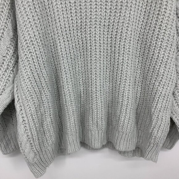 Ava & Viv Sweater Gray Cable Knit Crewneck Long Sleeve Pullover - Picture 8 of 9